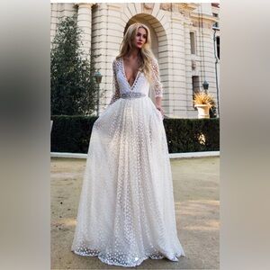 Embroidered Flower Gown 
Wedding Dress  ( or any occasion )
Elegant White Gown